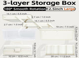3 Layer Multipurpose Storage Box with 2 Trays, Plastic Craft Organizer with Compartments for V1237-ZY00B0DHZLX82R