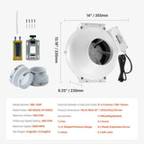 6" to 4.5" Radon Mitigation Fan System Kit Quiet 380 CFM Inline Duct Fan V952-DFSTJ6INCH38V4LNDV3