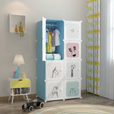 SOGA 8 Cubes Blue Portable Wardrobe Divide-Grid Modular Storage Organiser Foldable Closet WROBE2012