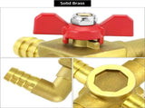 Solid Brass 5/8" 4-Way Heater Control Valve with Switch, 16mm Hose Barb Automotive Bypass V1258-DP02-C-2178