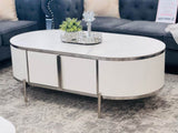 Kingsley Coffee Table - White V292-CT-KINGSLEY-WHITEBASE-WHITEMARBLE
