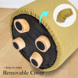 Fabric Ottoman Round Wooden Leg Foot Stool - MUSTARD YELLOW V274-FT-GQST01-GN