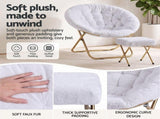 Artiss Comfy Saucer Chair Soft Faux Fur Foldable Accent Chair with Ottoman White XFBS-AR-SAUWOT-WH