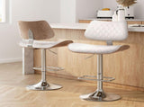 Artiss 2x Bar Stools Kitchen Dining Chairs Gas Lift Stool Wooden Leather White BA-TW-8095-WHX2