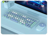 Wireless Keyboard & Mouse Combo - Retro Round Keycaps, 2.4GHz Ergonomic Design V888-ELOSUNG35106