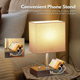 Gominimo Bedside Lamp Vintage 3 Dimmable Light Table Desk with Phone Stand Grey V227-3720402141580