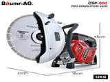 BAUMR-AG 350mm Professional Concrete Demolition Saw 74cc 2-Stroke, Wet and Dry Demo Cutting, 14" V219-SAWCONBMP8CA