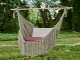 Fringed Cotton Rope Mexican Hammock Swing from Mexico in Dream Sands V97-CHSCHDS