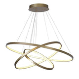 BAMDECOR 18801 Modern LED Chandelier, Dimmable Pendant Light with Remote Control Rings Round Ceiling V255-BAM-18801/3-GOLD