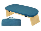 Blue Foldable Wooden Meditation Stool Padded Cushion 45x21cm - Portable Yoga Kneeling Bench V888-ELOSUNG38815