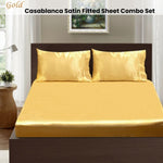 Ramesses Casablanca Satin Fitted Sheet Combo Set Gold King V442-KIT-FITTEDSS-CASABLANCASATIN-GOLD-KI