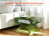 Acrylic Nightstand Side Table, Modern Clear Bedside Table with Storage Shelf, Transparent Small End V952-YKLZBZYTSJXESLMY4001V0