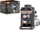 Compact Semi-Automatic Espresso Coffee Machine with Milk Frother Wand, 5Bar Pressure Extraction V1341-ZY-339XXBY4-BLACK