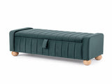 Artiss Storage Ottoman Bench Velvet Blanket Box Stool Footrest Ball Feet Green OTM-VEL02-BALL-GN