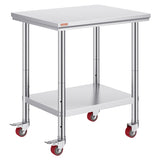 VEVOR Stainless Steel Work Table with Wheels 24 x 30 Prep Table with casters Heavy Duty Work Table V952-SYGZT30X24INDJL01V0