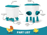CARLA HOME Automatic Chicken Feeder Waterer Set with 8KG Food 7L Water Capacity for Coop, Chickens, V178-36358