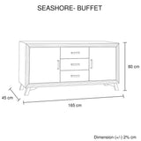 Buffet Sideboard in Silver Brush Colour with Solid Acacia & Veneer Wooden Frame Storage Cabinet with V43-BFT-SSH