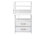 Artiss Bedside Table Tall Nightstand with Charging Station Drawers LED White FUR-V-BS01-LED-WH