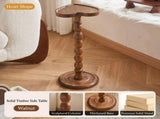 Solid Rubberwood Small Side Table with Heart Shape Top and Raised Edge, Compact End Table for Sofa, V1341-ZY-S89HFBAB-WALNUT