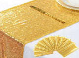 10 Pieces-12 x108 Gold-Sequin-Table-Runners Wedding Party Catering Event Gold Table Runner Gold V1370-AZ4-01562