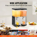 VEVOR Commercial Beverage Dispenser 18L x 2 Tanks Cold Juice Ice Drink Dispenser V952-SYYLJJBSJXS172LLCV3