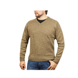 100% Shetland Ragg Wool V Neck Knit Jumper Pullover Mens Sweater Knitted - Nutmeg - 6XL V563-SW-VN-NUTMEG23-6XL