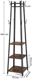 Coat Rack with 3 Shelves with Hooks Rustic Brown and Black V178-11697