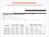 Undermount Drawer Slides, 40 inch, Full Extension Ball Bearing Under Stair Cabinet Rails, 260 LB V952-LTJHG40YC2601UNLGV0