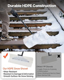 Snow Pusher Shovel, 61 cm Wide Outdoor Snowplow Shovel with Ergonomic Grip, HDPE Plastic Blade, V952-WLKSL2025INC5GA89001V0
