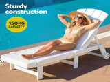 Gardeon Sun Lounge Lounger Table and Chairs Beach Chair Adirondack HDPE Patio Outdoor Furniture FF-LOUNGE-3ADHE-WH