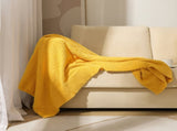 Yellow Solid Color Plush Knitted Blanket for Sofa and Office, 152 x 203 cm, 1150g V888-ELOSUNG28845
