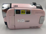 Pink Capture Life's Moments HD 1080P Digital Camcorder - 16MP Photos, 16X Digital Zoom, 2.7 LCD V888-ELOSUNG27406
