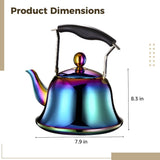 2L Whistling Tea Kettle, Color Rainbow Mirror Finish Stainless Steel Stovetop Teakettle with V1369-AZ3-W-08665