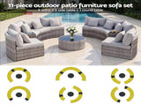 Gardeon 8 Seater Outdoor Sofa Set 11PCS Table Chair Set Garden Rattan Furniture ODF-SOFA-11PC-RTA-GE