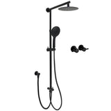 WELS Matt Black Twin Shower 8" Round Head Set Sliding Rail 3 Mode Handheld Taps V1233-HR003M4CBSC842BKSR108BCF0282ABK