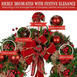 Christabelle Stunning 56cm Christmas Wreath Lush Red Baubles Berries Pine Cones and Bow Front D 112_GUE508