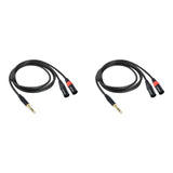 2X Jack 6.35mm 1/4 TRS Stereo to Double XLR Male Audio Cable Extension Cable Y Splitter Audio Cable V1370-AZ4-11894