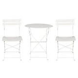 Gardeon 3PC Outdoor Bistro Set Steel Table and Chairs Patio Furniture White ODF-METAL-3PCS-WH