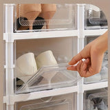 3-Tier Stackable Shoe Storage Box Set, featuring easy-access front-opening waterproof transparent V1106-KDDXZSNH001