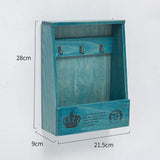 Wooden Key Holder Wall Mounted Storage Box with 3 Key Hooks Home Decor for Entryway Hallway Kitchen V1294-YM0901-10134246