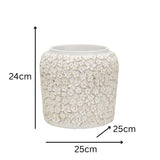 White Flower Embossed Planter w Hole Plug 25cm V637-88756PLN