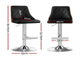 Artiss 2X Bar Stool Wood Swivel Adjustable Kitchen Counter Stool Leather Black BA-TW-T4061-BKX2