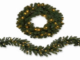Christabelle Pre-Lit Highland Pine Wreath 61cm and Garland 2.74m Warm White LED Battery Timer D CMB-WFLHP-WG