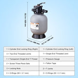 Sand Filter, 16-inch, 406.4mm, Up to 35 GPM Flow Rate, Above Inground Swimming Pool Sand Filter V952-SLQYC1635GPM7QADPV0