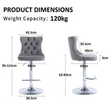 SERENIT Gray Velvet Bar Stools Adjustable Swivel Counter Height Chairs with Tufted Back and V255-GP2211R-GREY