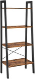 Rustic brown and black steel Metal Frame 4 Tier bookshelf V178-11055
