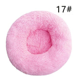 Calming Donut Pet Bed -Soft Faux Fur, Anti-Anxiety Fluffy Round Bed for Cats and Small Dogs V888-ELOSUNG10270