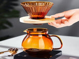 1Set Coffee Funnel with Wood and Glass for Household Pour-Over Brewing V1369-AZ3-W-09054