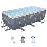Bestway Swimming Pool 412x201x122cm Steel Frame Pool Set w/Pump Ladder BW-POOL-SQ-412-56728