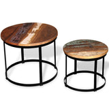 Coffee Table Set 2 Pieces Solid Reclaimed Wood Round 40/50cm 43_244007